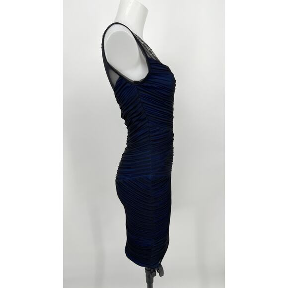 BCBG Maxazria Camira Dress Sz XS Black Blue NEW Bandage BodyCon Mini Embellished - Picture 3 of 13